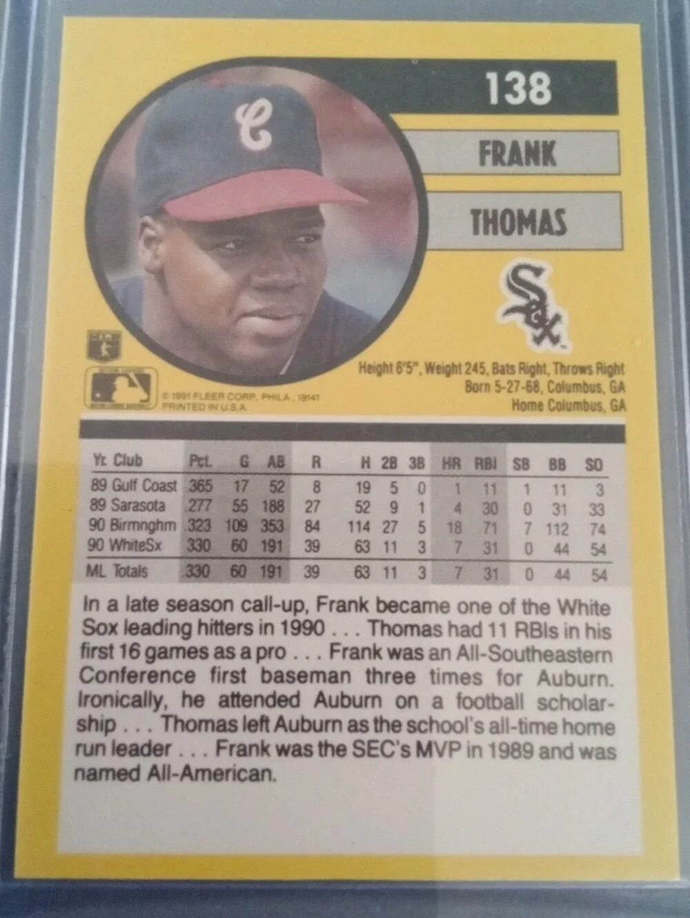 Frank Thomas Baseball Trading Card Lot.